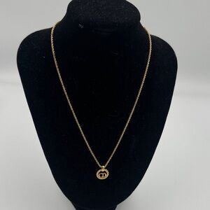 Dior Gold Chain Necklace with Iconic Pendant